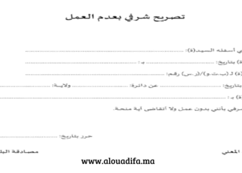 شهادة عدم العمل