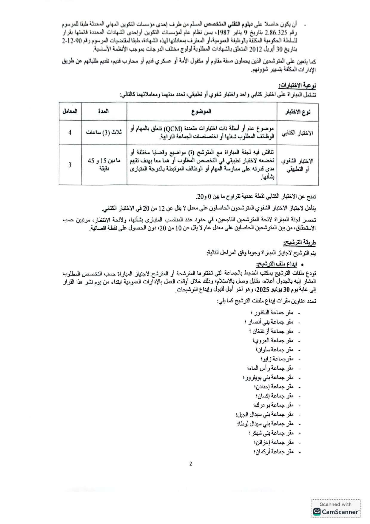 Concours Province Nador Techniciens 2025
