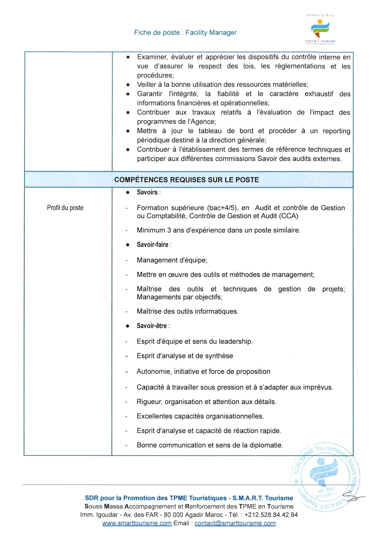 Emploi audit interne Agadir