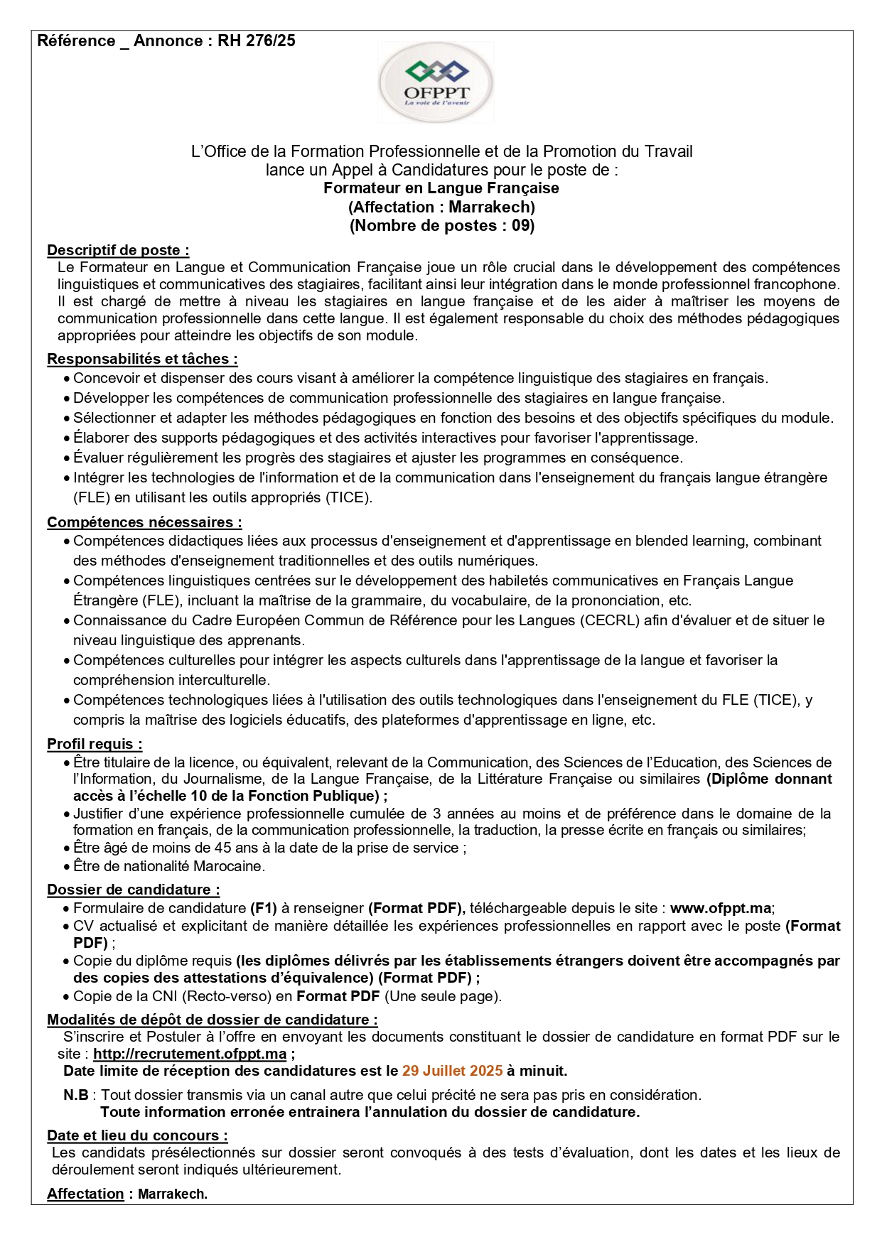 Formateur français Marrakech