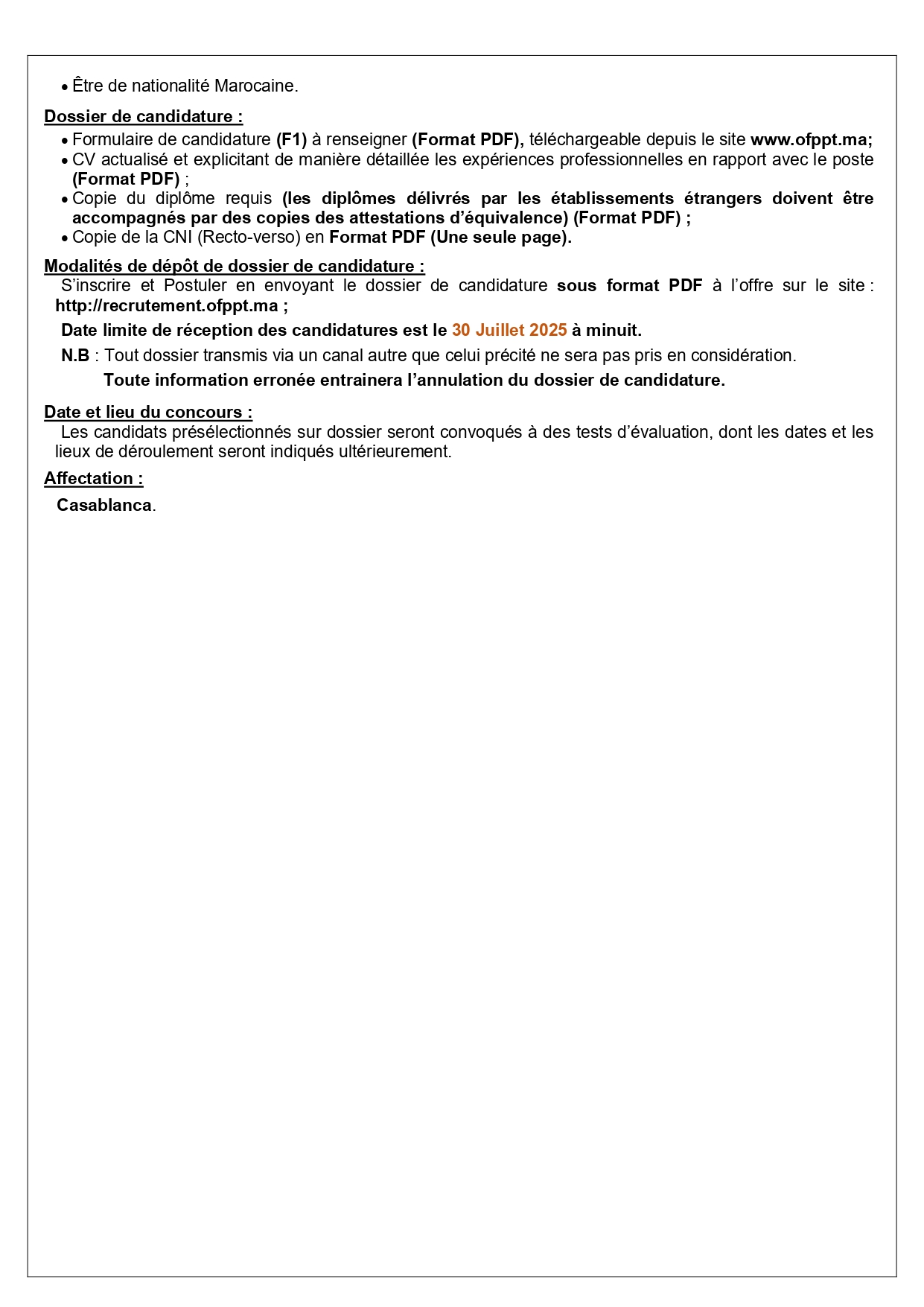 Formateur développement digital OFPPT