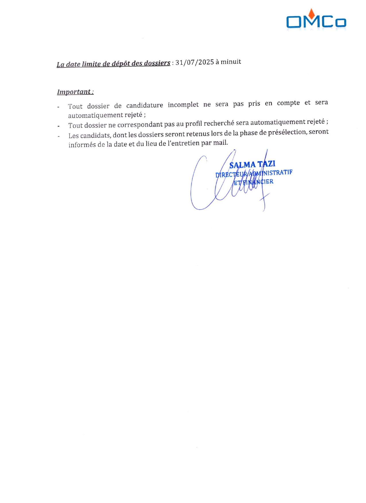 Concours Juriste OMCo 2025