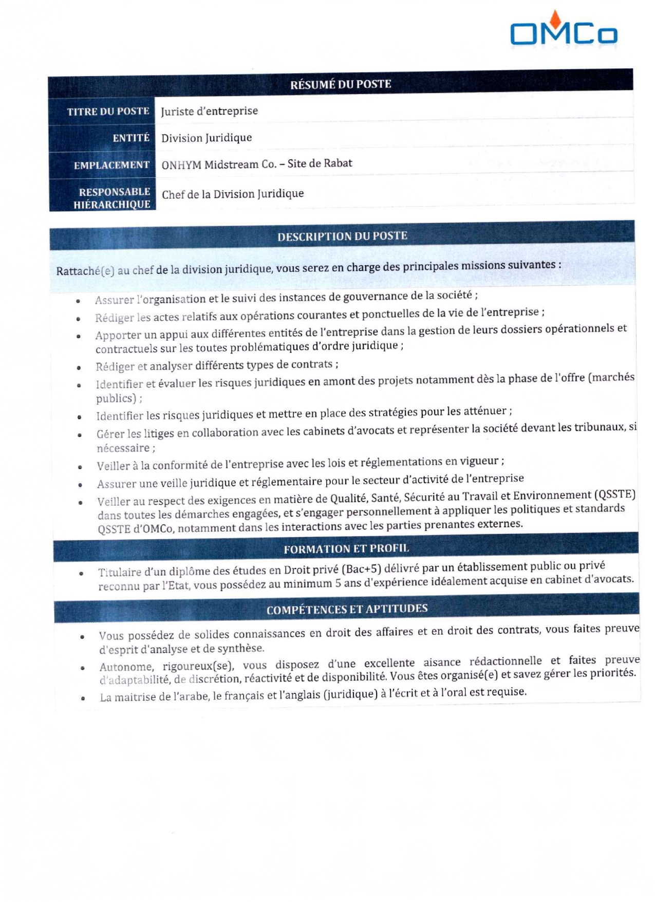 Concours Juriste OMCo 2025