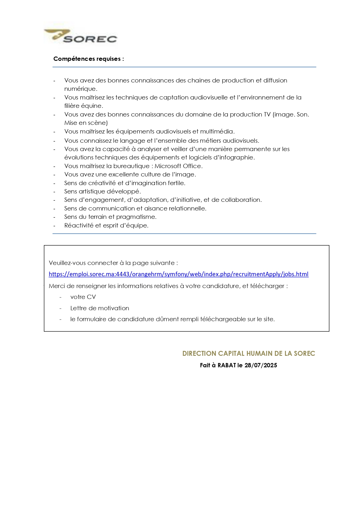 Technicien Audiovisuel Rabat