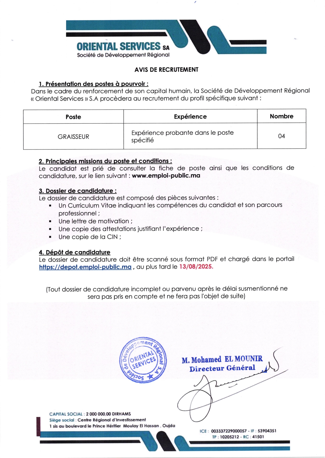 Offre d'emploi graisseur