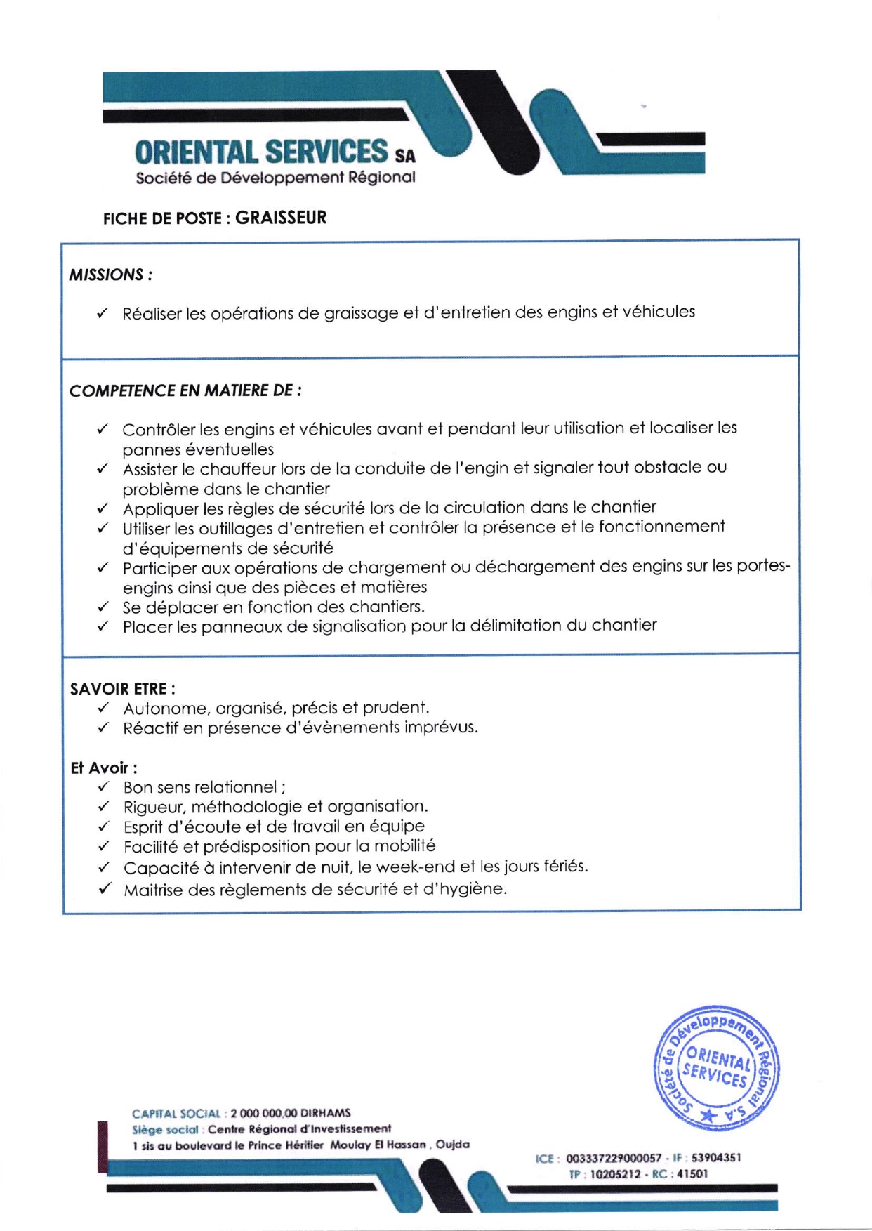 Offre d'emploi graisseur