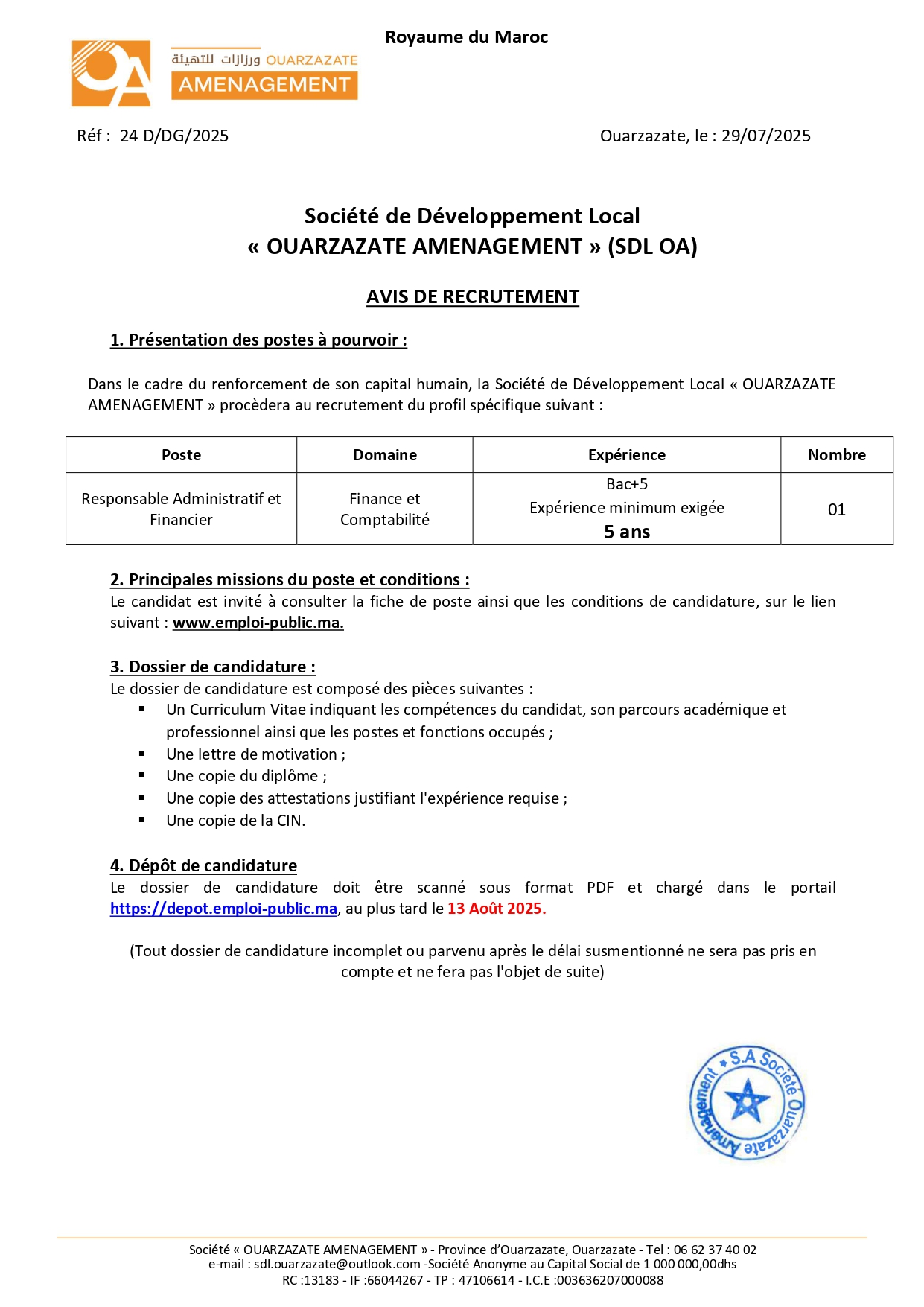 Responsable Administratif et Financier