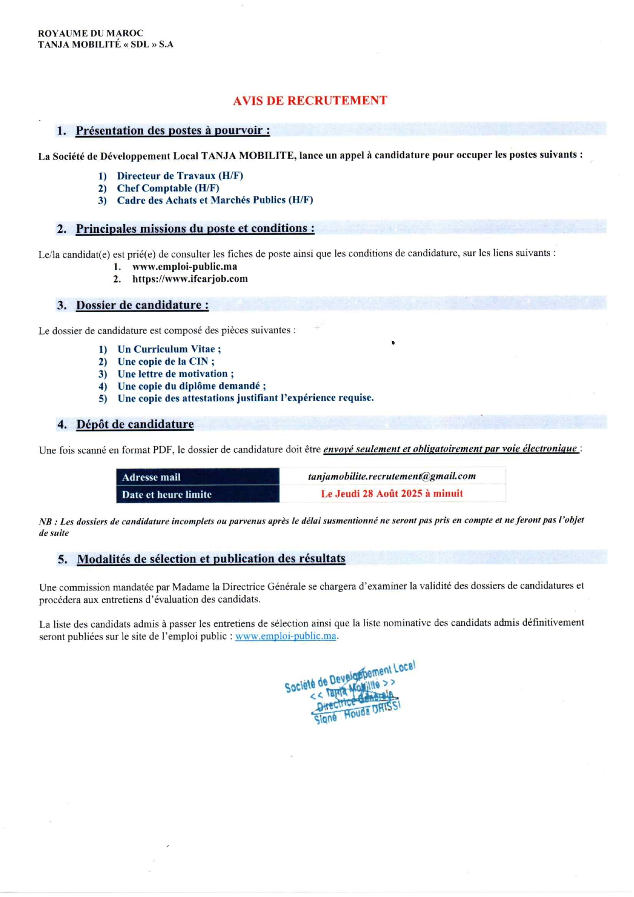 Emploi Tanja Mobiité Tanger