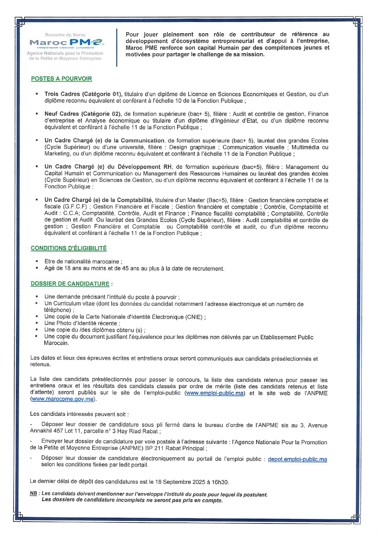 Recrutement Maroc PME 2025