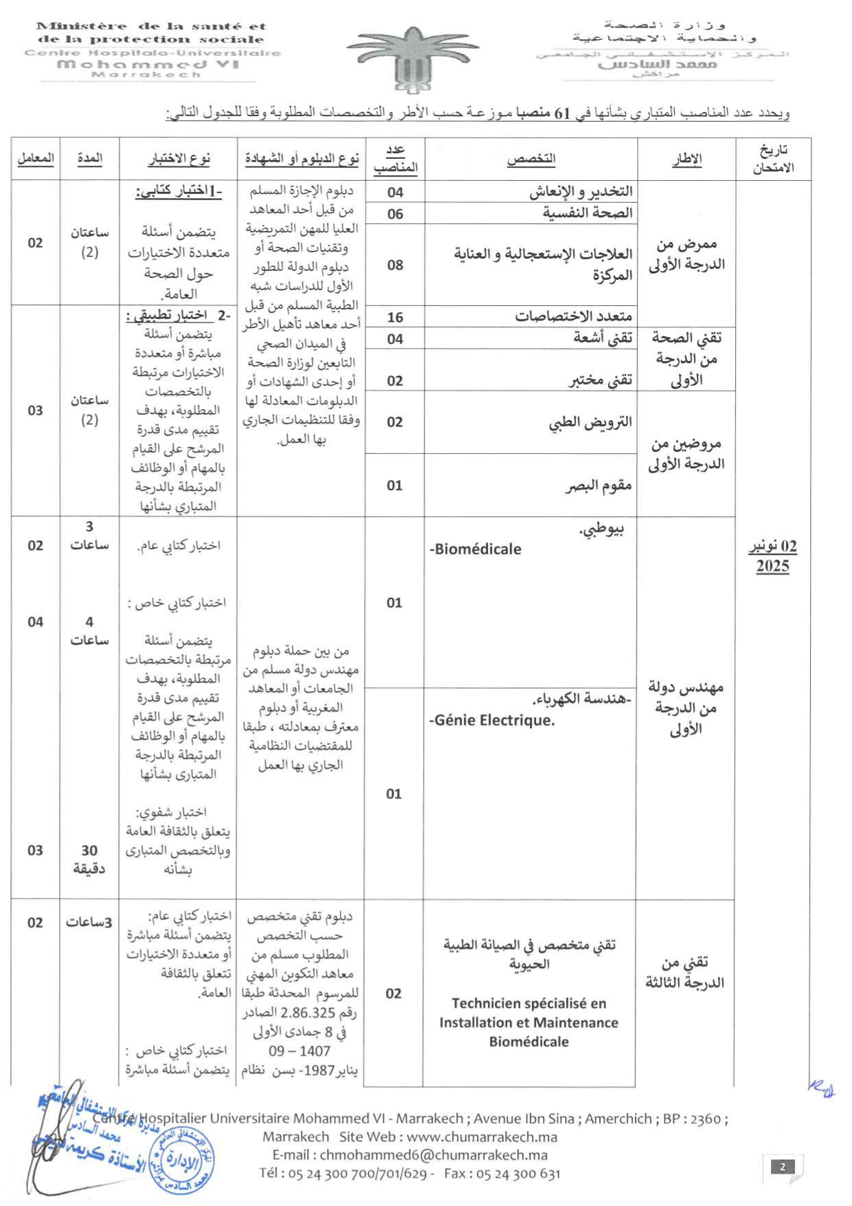 Concours CHU Marrakech