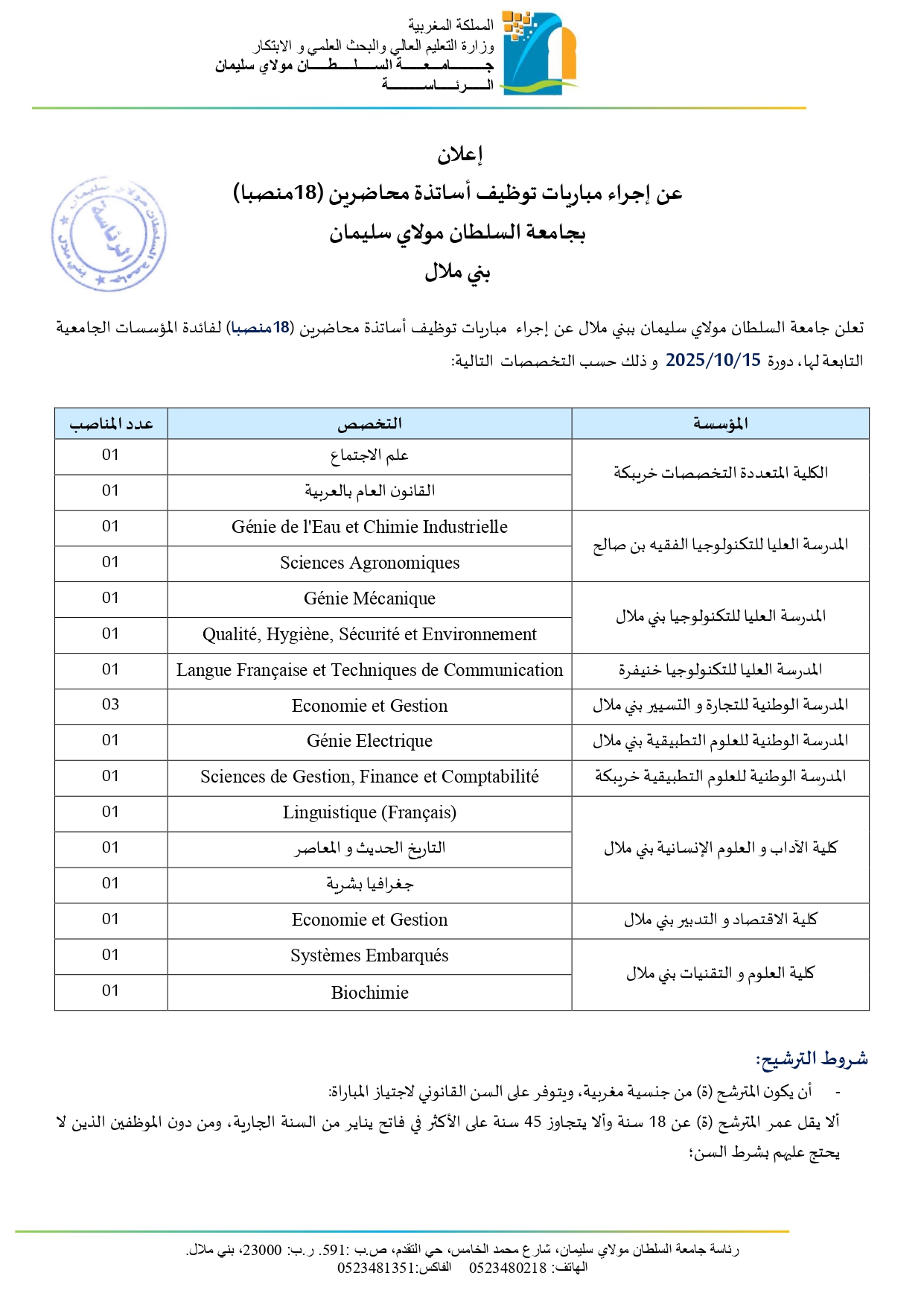Professeurs Enseignement Supérieur