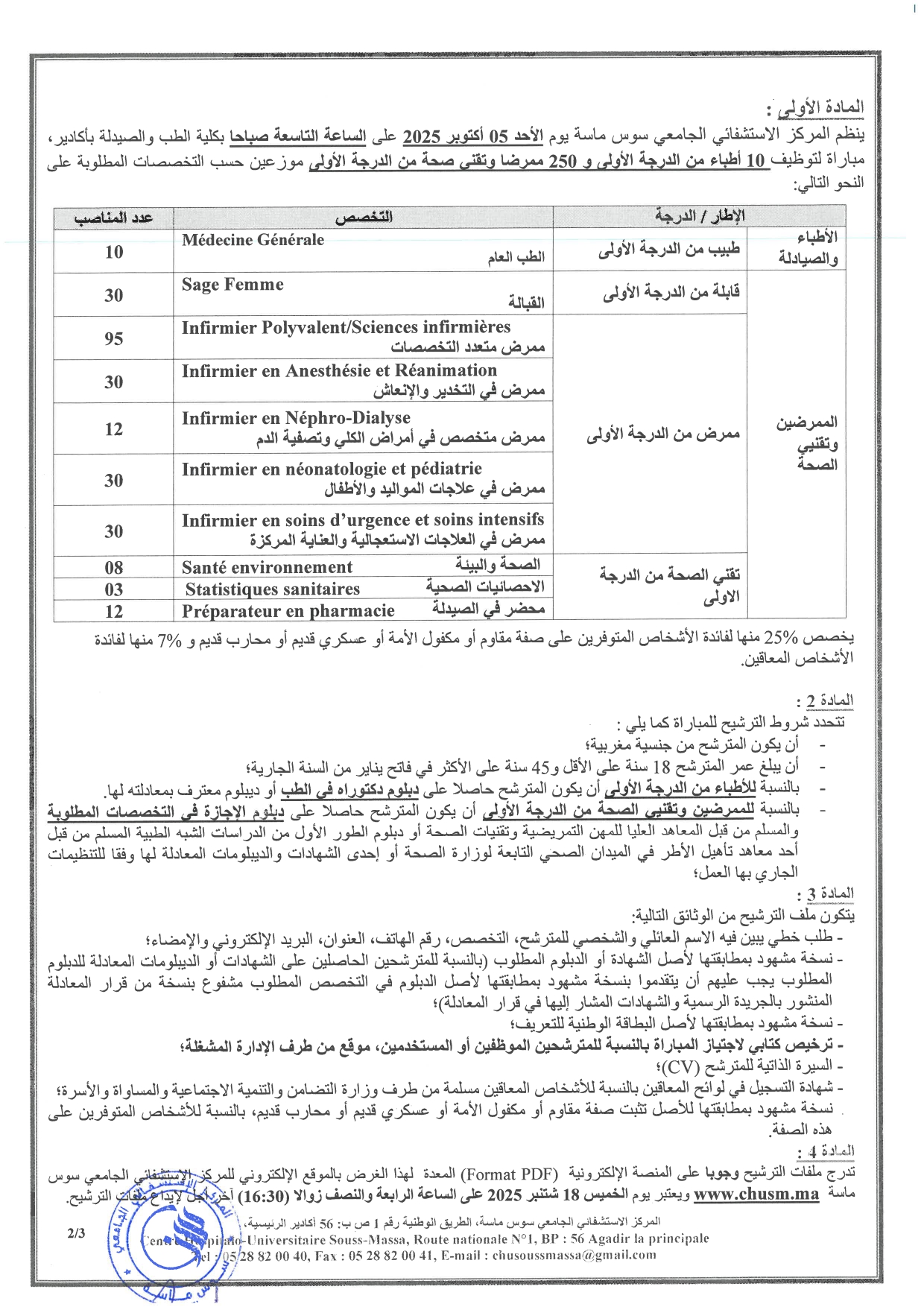 Concours CHU Souss-Massa