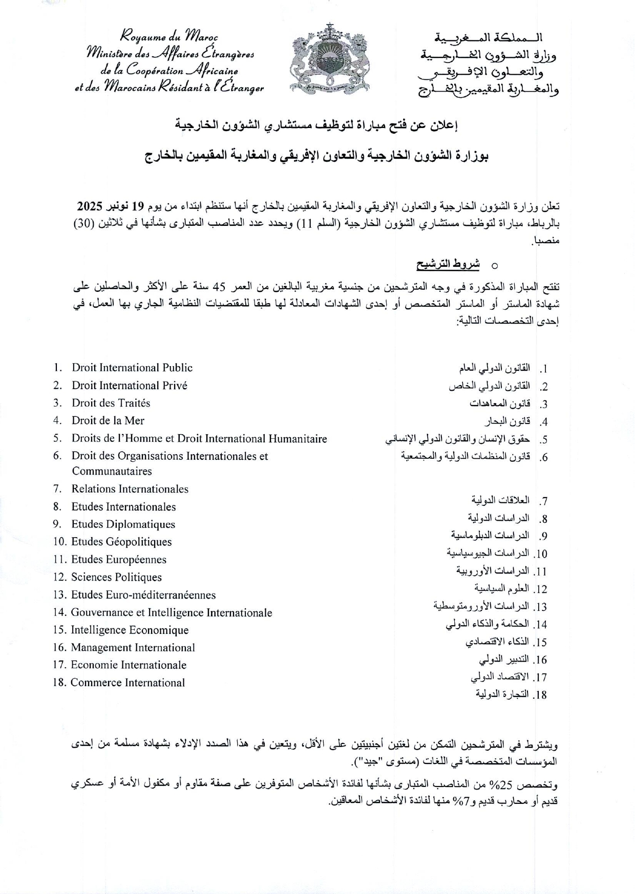 Concours Affaires Étrangères