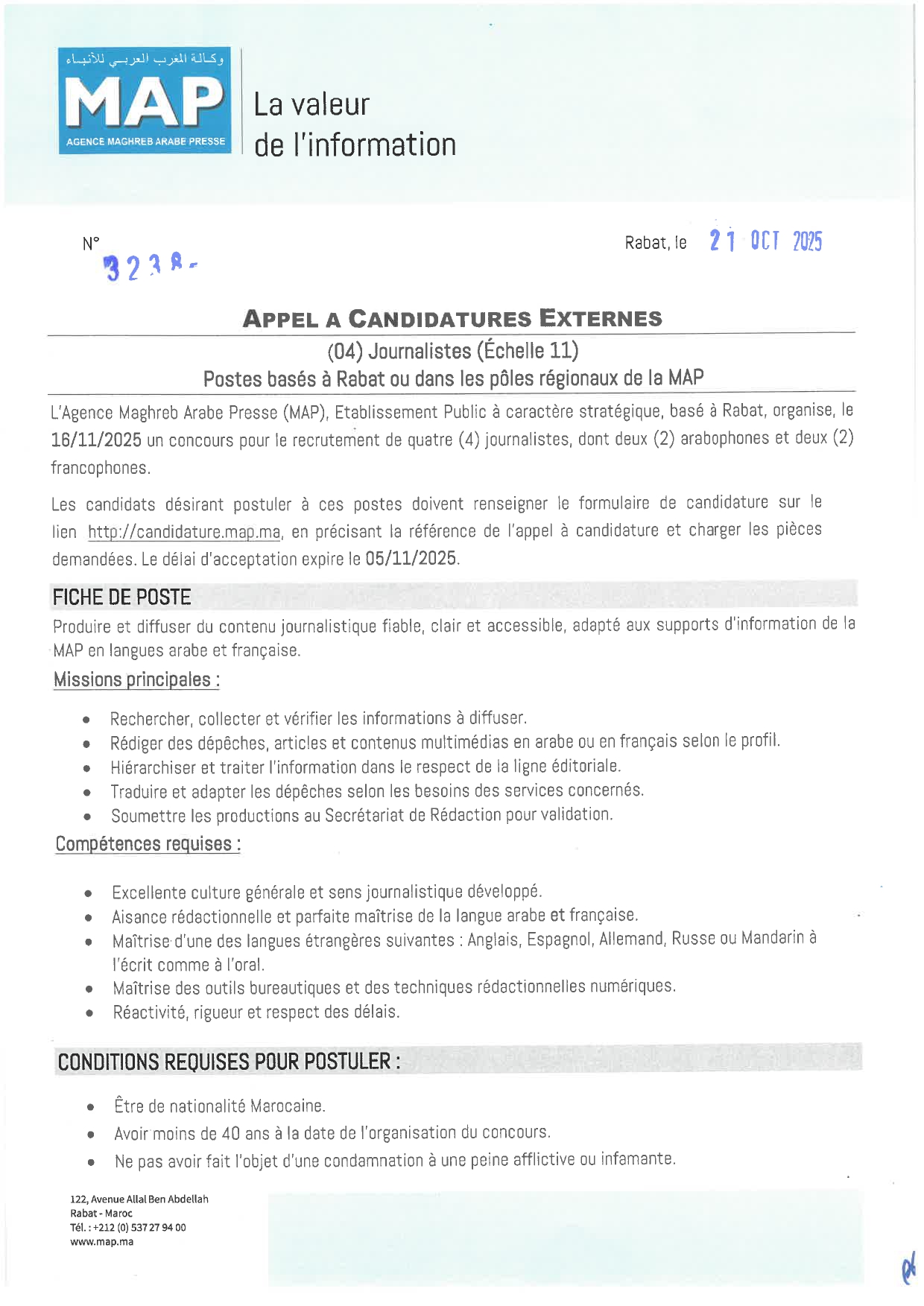 Concours Journalistes MAP