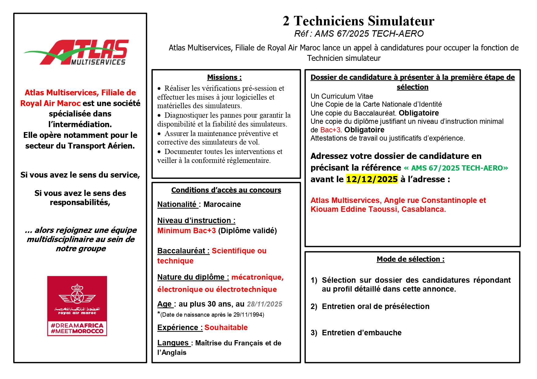 Concours Technicien Simulateur