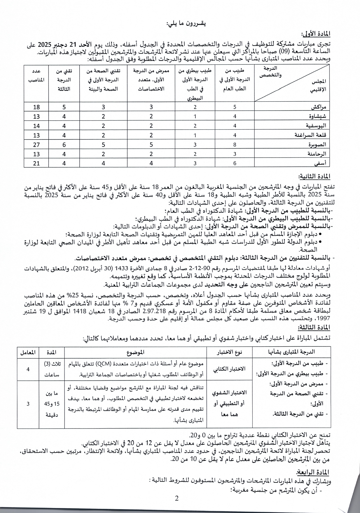 Concours Préfecture Marrakech