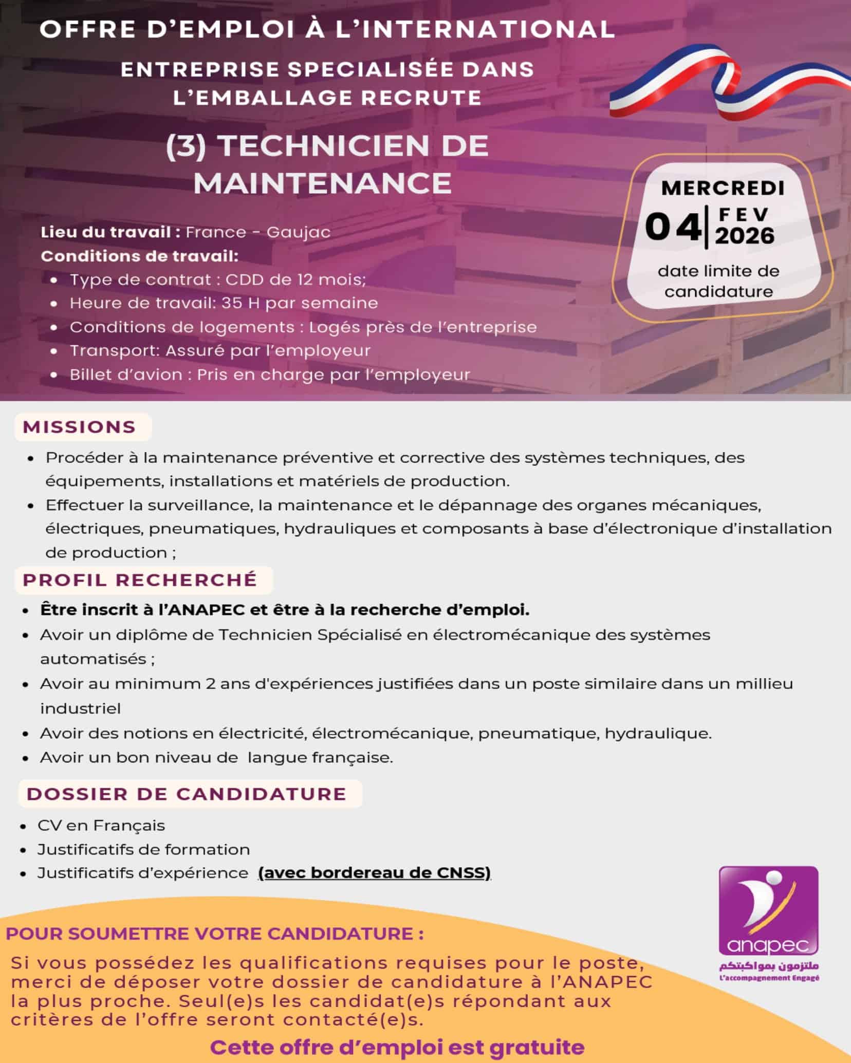 Offres d'Emploi ANAPEC France