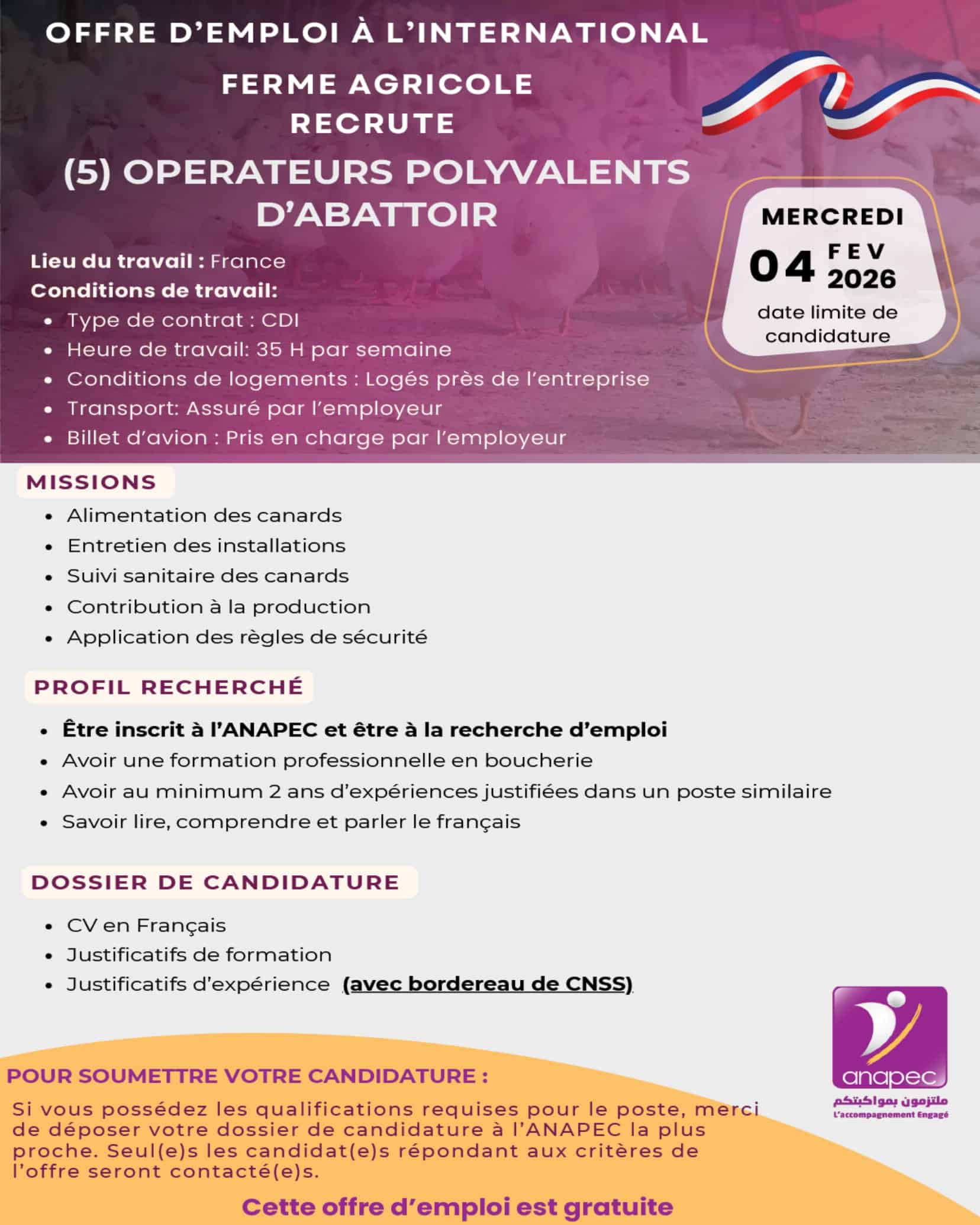 Offres d'Emploi ANAPEC France