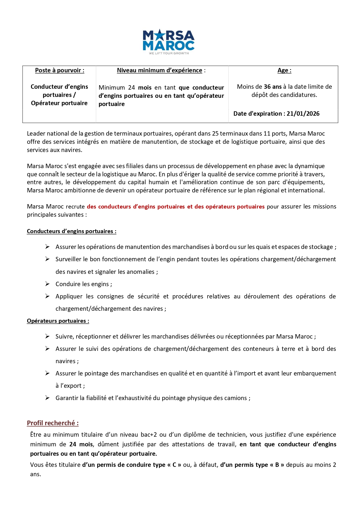 Concours Marsa Maroc