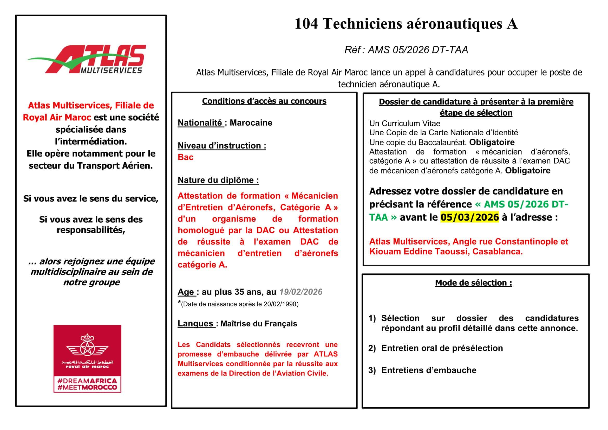 Concours Atlas Multiservices 2026
