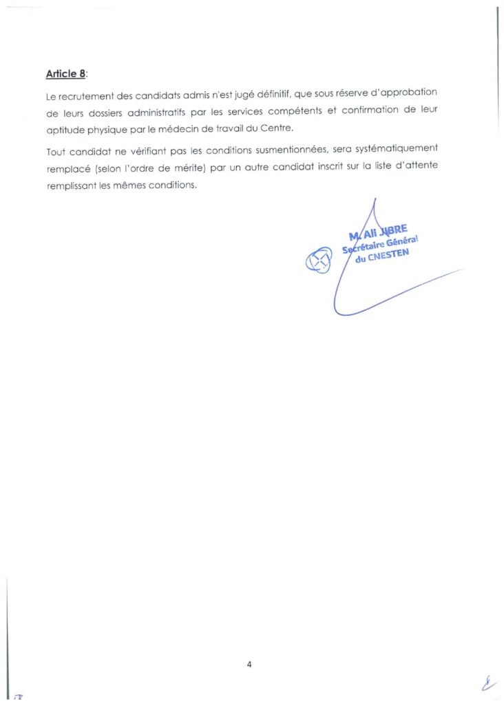 CNESTEN Recrutement 2026