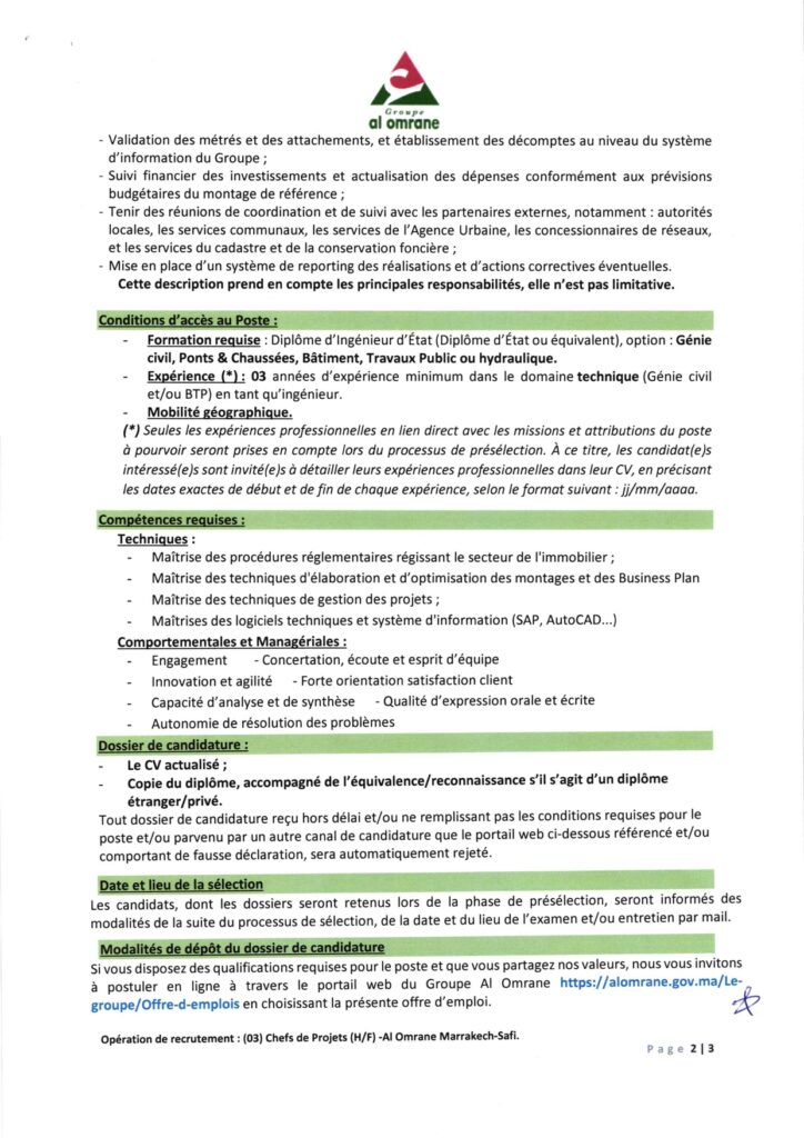 Groupe Al Omrane Recrute