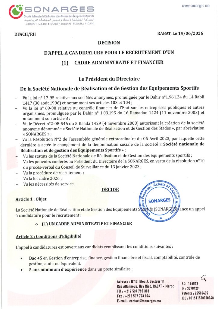 Recrutement SONARGES