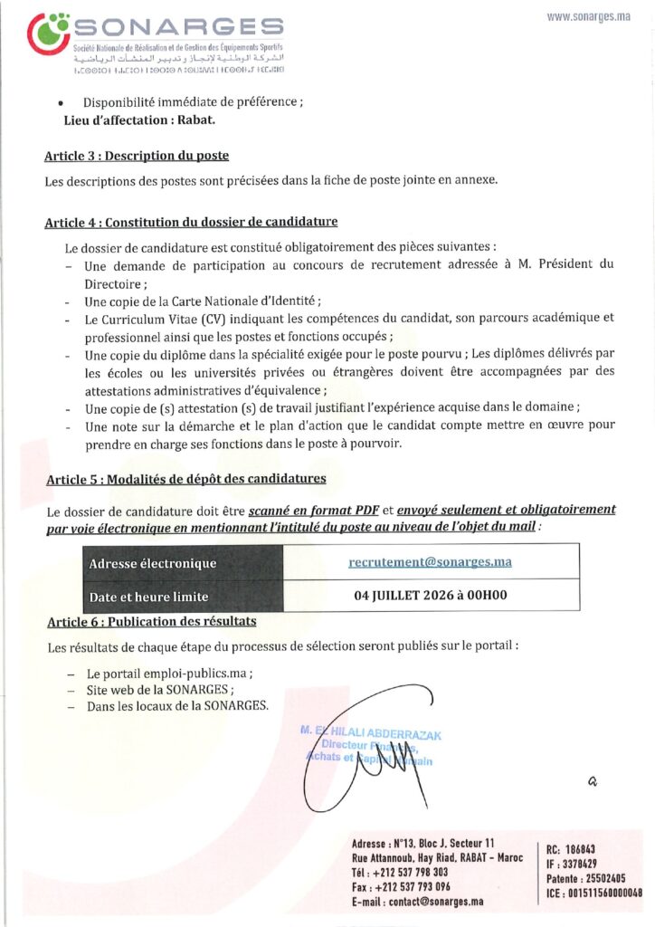 Recrutement SONARGES