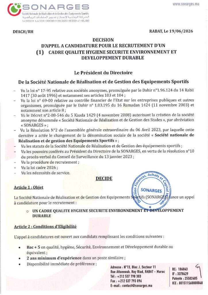 SONARGES Lance un Concours