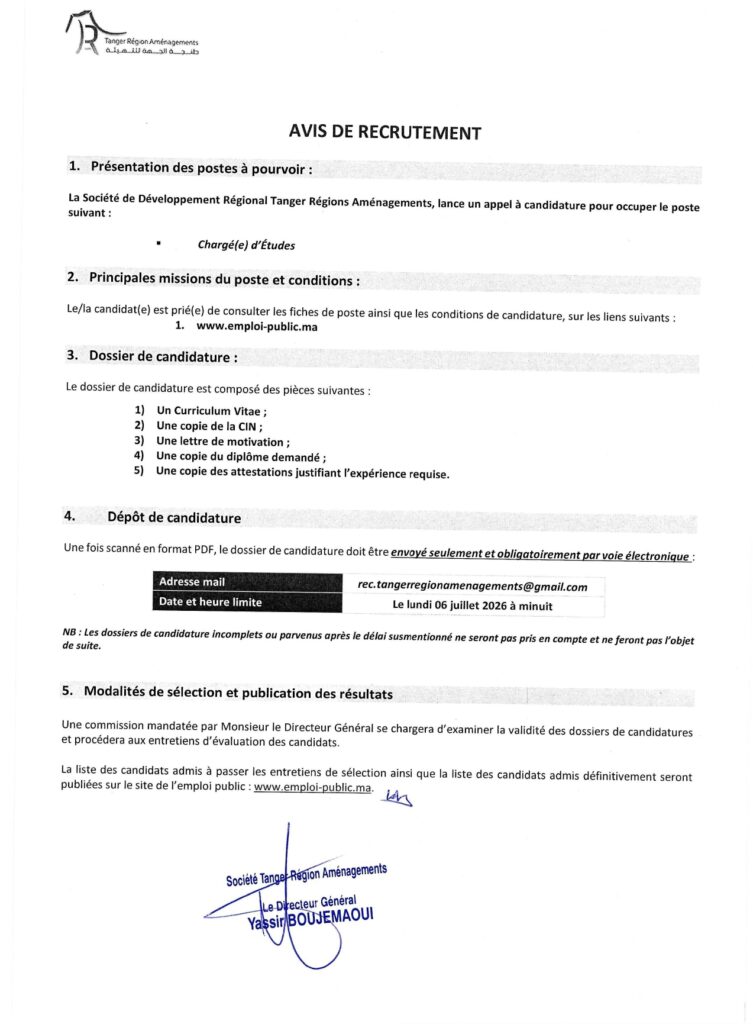 Concours Tanger Région Aménagements