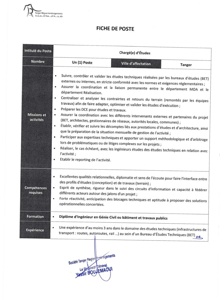 Concours Tanger Région Aménagements