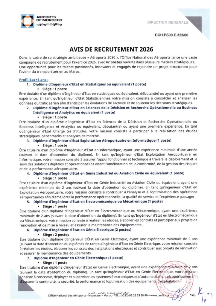 avis de recrutement ONDA
