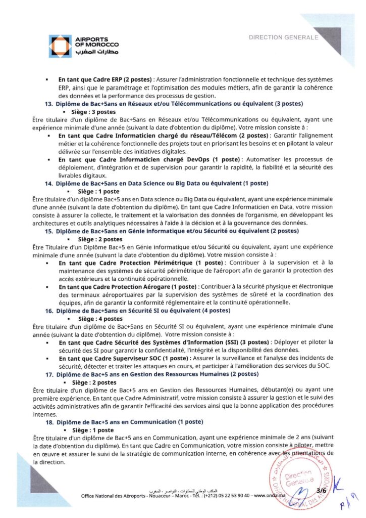 avis de recrutement ONDA