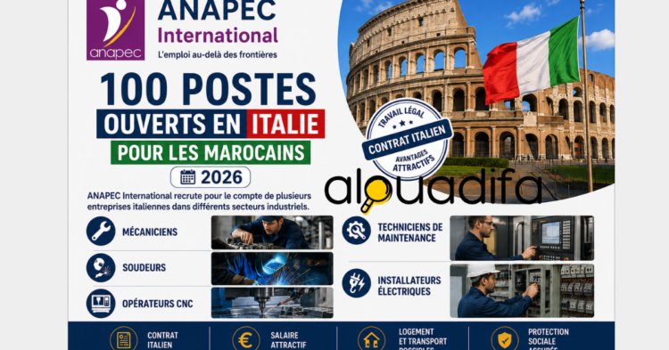 ANAPEC International : 100 Postes Ouverts en Italie pour les Marocains (2026) alwadifa