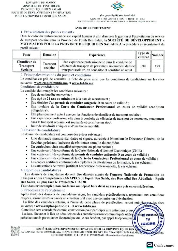 Concours Chauffeur de Transport Scolaire