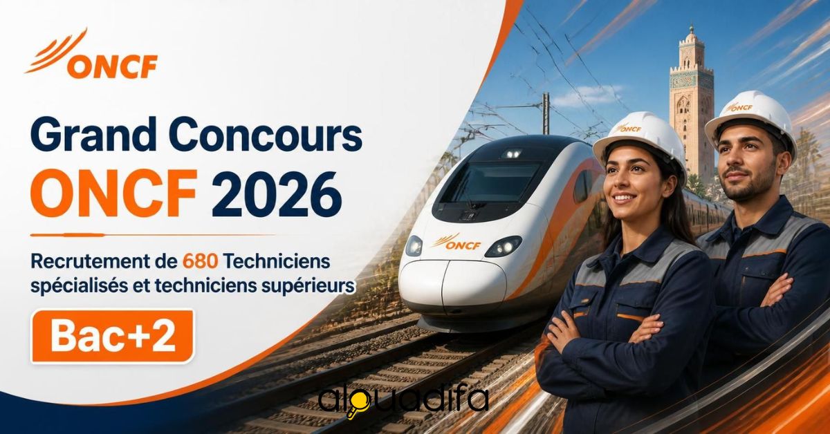 Grand Concours ONCF 2026 : Recrutement de 680 Techniciens Bac+2 alwadifa