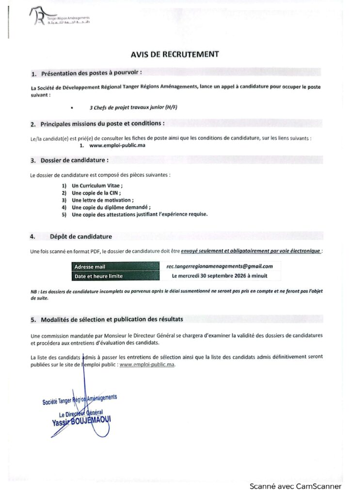 Concours Tanger Région Aménagements