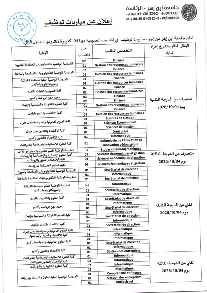 Concours Université Ibn Zohr