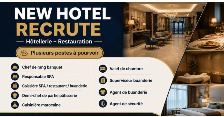 NEW HOTEL Recrute : Plusieurs Postes en Hôtellerie & Restauration alwadifa