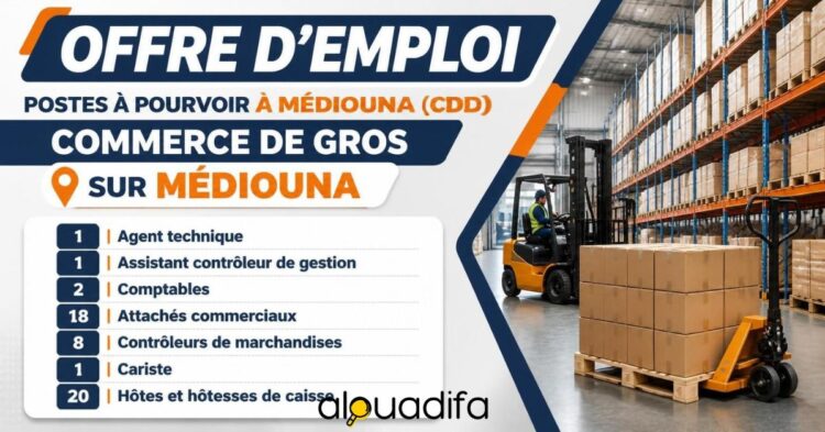 Recrutement à Médiouna : 51 Postes en CDD dans le Commerce de Gros alwadifa