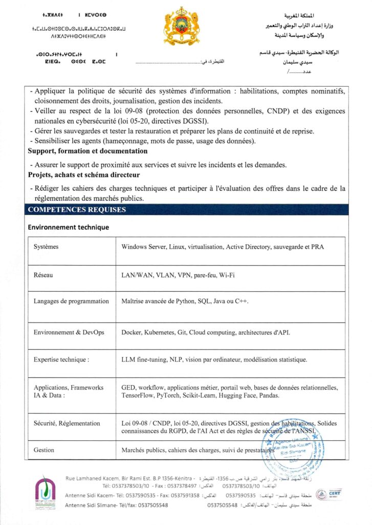 Agence Urbaine Kénitra Recrute