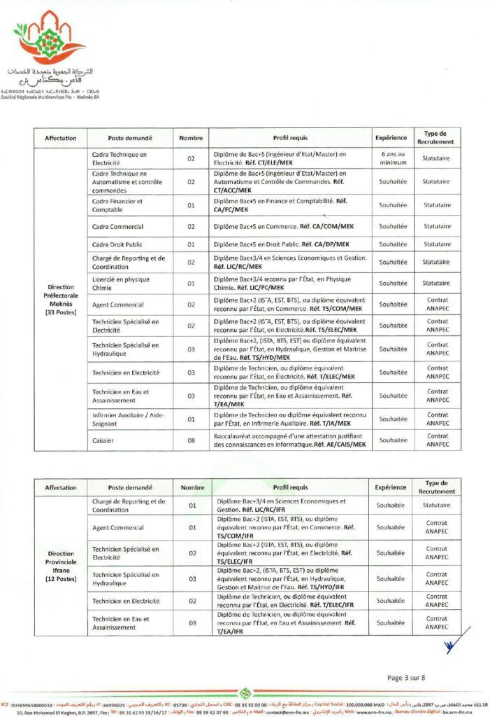 concours SRM Fès-Meknès 2026