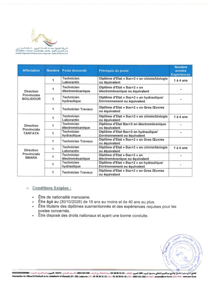 Concours SRM Laâyoune 2026