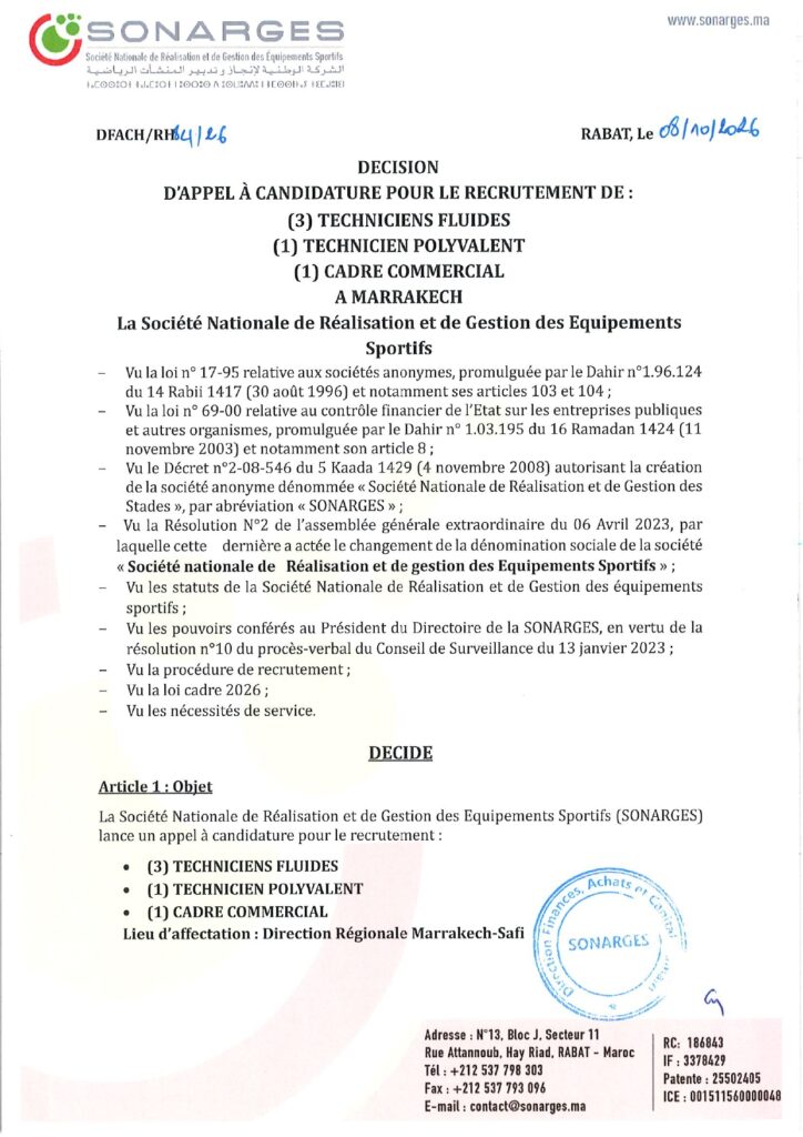concours SONARGES 2026