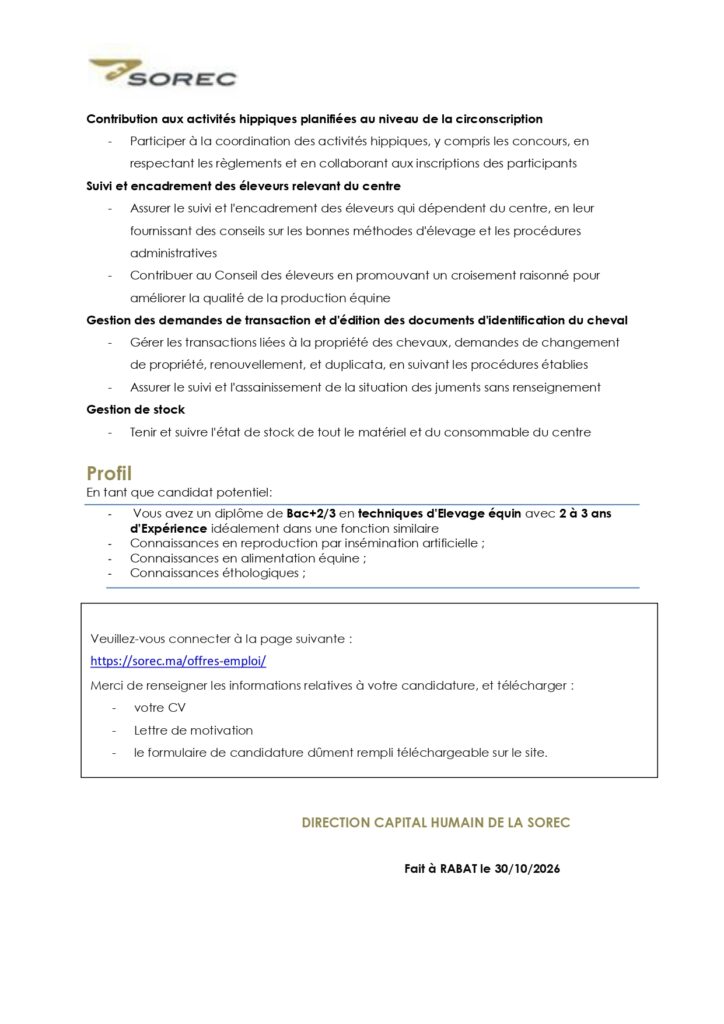 techniciens en élevage équin